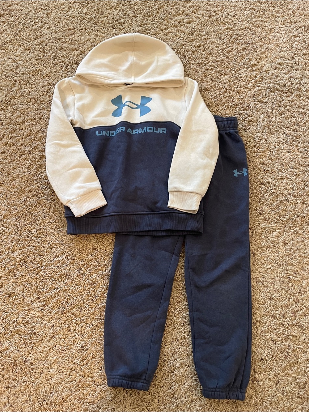 Under Armour Cream and Navy Hoodie & Joggers Set - Boys Size 7